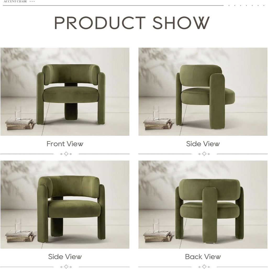 Velvet Green Barrel Armchairs Set Of 2 For Living Room Decor