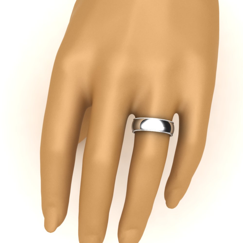 4 mm Comfort Fit Wedding Band Milgrain Edge