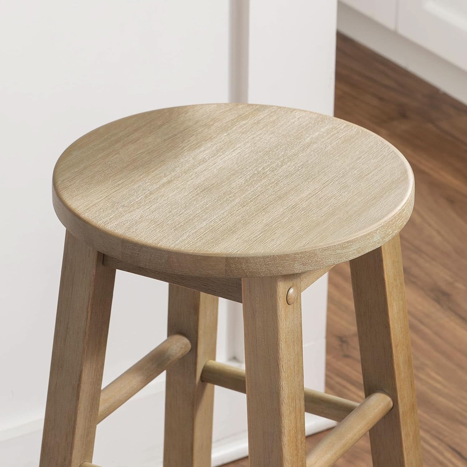 Zeke Grey Wash 24 Inch Counter Stool Round Seat Modern
