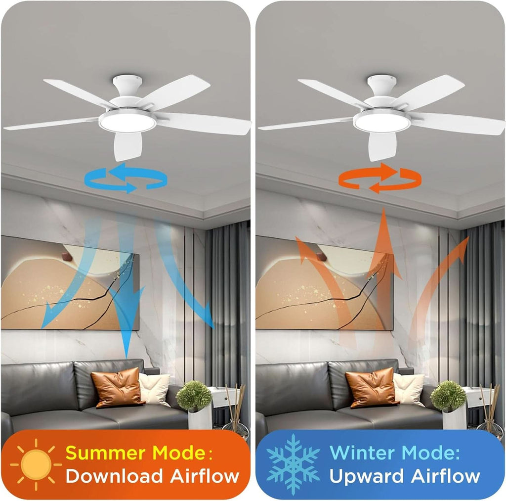 52 Inch Ceiling Fan With Dimmable Lights And Remote