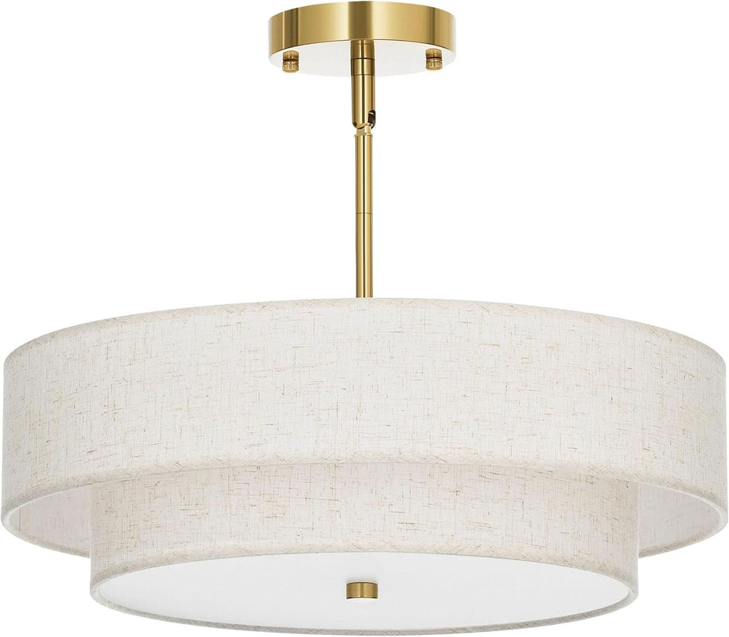 4 Light Drum Chandelier 18 Inch Antique Brass Pendant Light