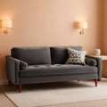 Valour Performance Velvet Sofa Gray Mid Century Modern