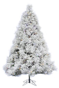 7.5' Prelit Atka Pine Flocked 1142 Tip Christmas Tree Dia 58" with Metal Stand - Multi