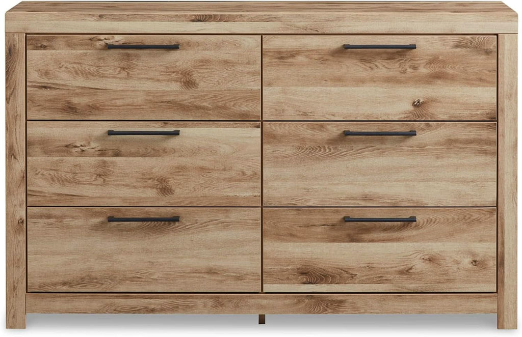 Mid Century Modern 6 Drawer Dresser Light Brown Beige