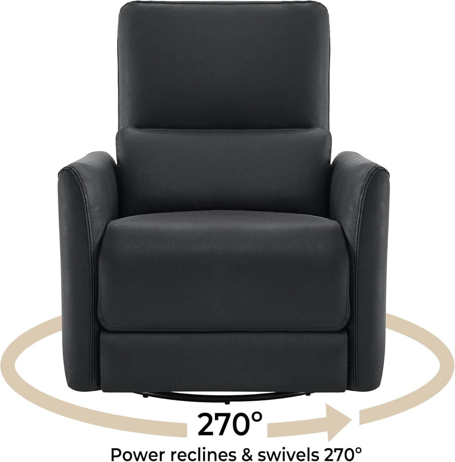 Power Recliner Chair USB Charging Lumbar Support Black