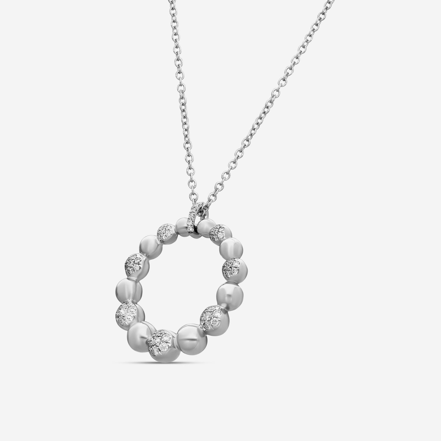 Mémoire Golden Bubbles Classic 18K White Gold Diamond Pendant Necklace MSGBMRP-0050TW