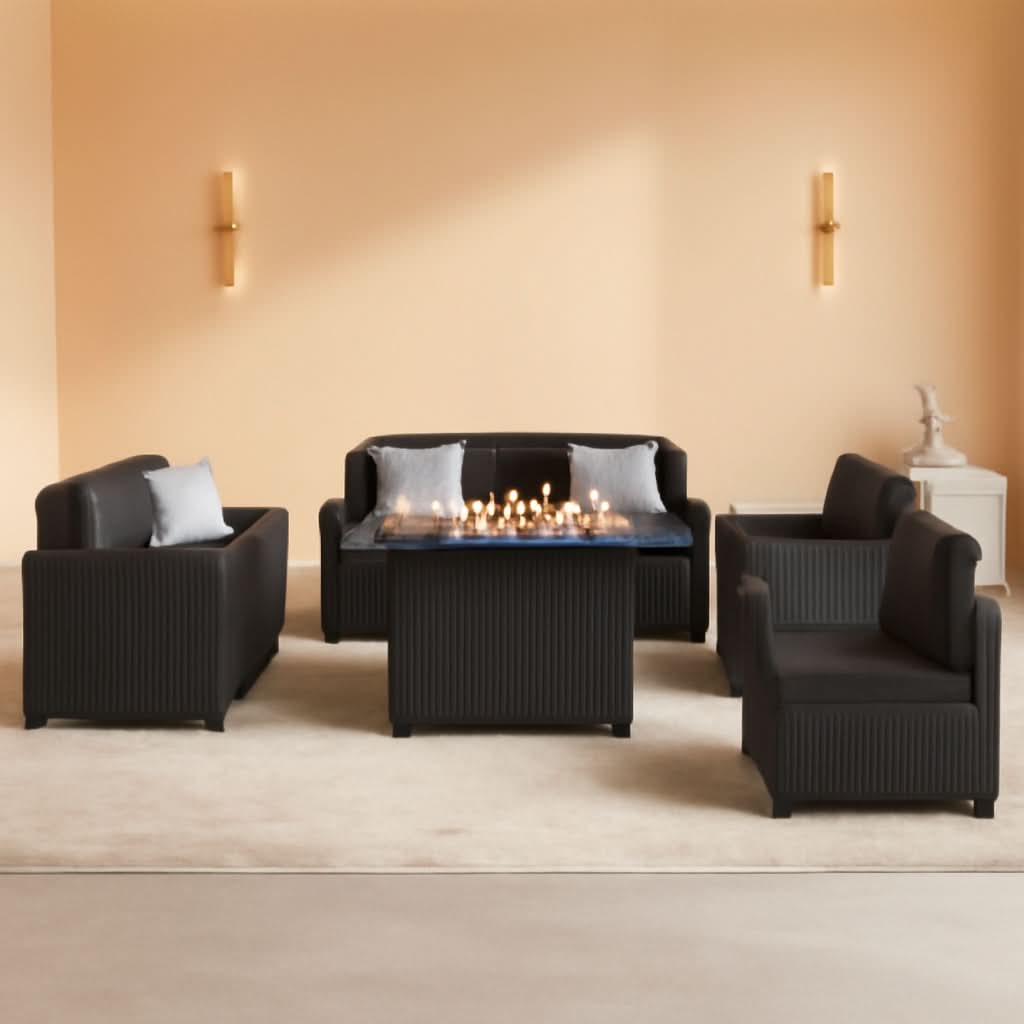 8 Piece Patio Furniture Set With 44 Inch Propane Fire Pit