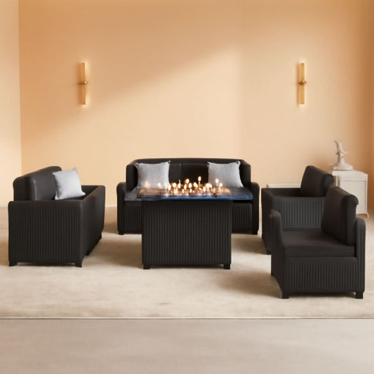 8 Piece Patio Furniture Set With 44 Inch Propane Fire Pit