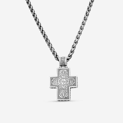 "KONSTANTINO - ""Hephaestus"" Sterling Silver & 18k Yellow Gold, Hawk's Eye Doublet Cross (HKE: 24x7mm) - STKJ375-408-CUT  Pendant Dimensions: 1.50 x 1.00 in. S/S Chain Included:CHKJ6-131-18 (Length - 18in.)"