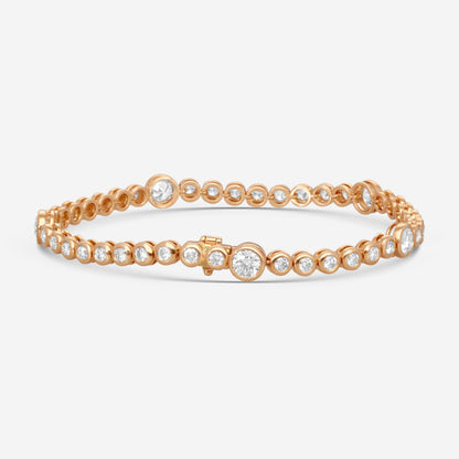 Mémoire - 18K Rose Gold Bezel Set Bracelet with Stations CBDD143-18KR