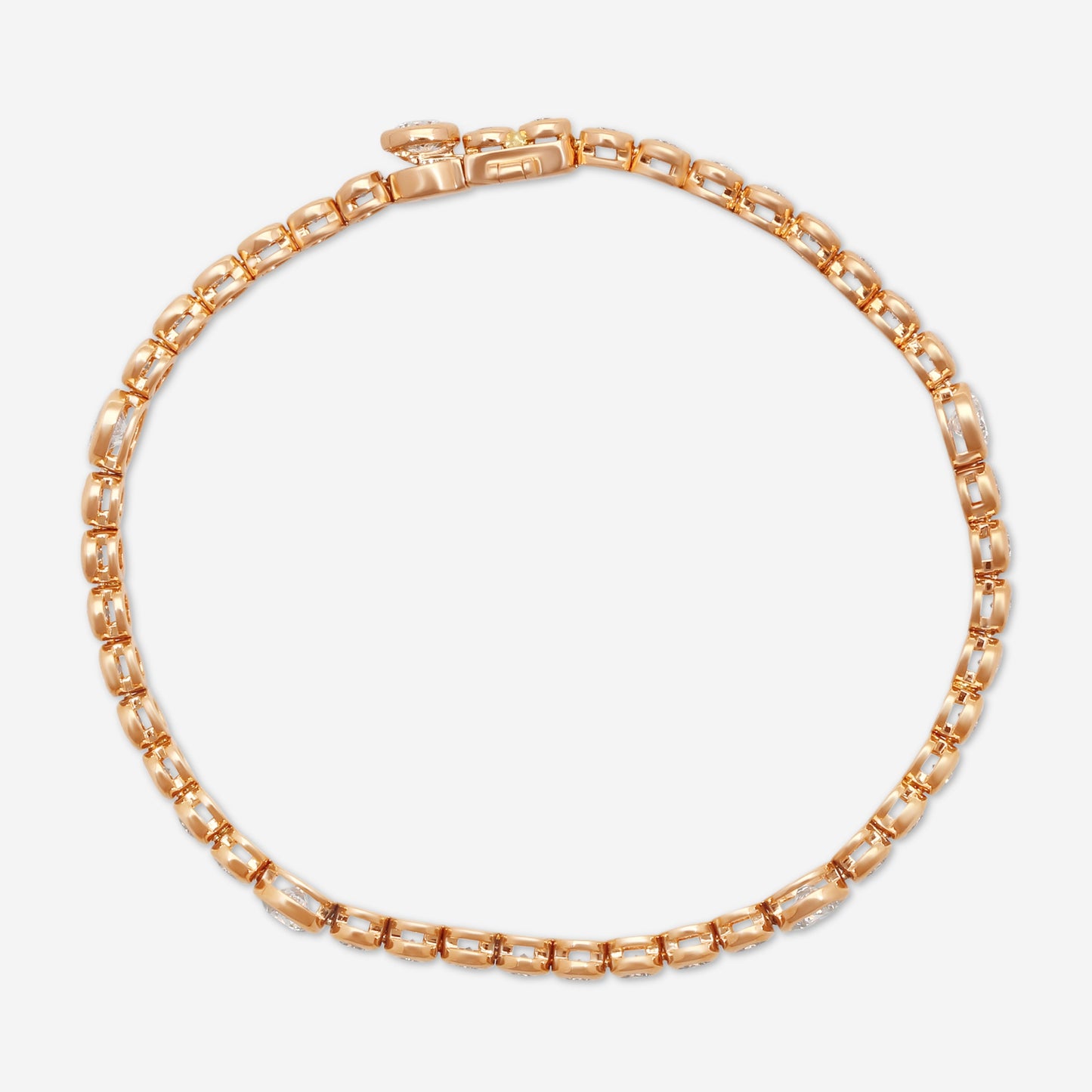 Mémoire - 18K Rose Gold Bezel Set Bracelet with Stations CBDD143-18KR