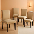 Khaki Upholstered Parson Dining Chair Set 4 Wood Legs