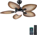 44 Inch Palm Leaf Ceiling Fan With LED Lighting Remote