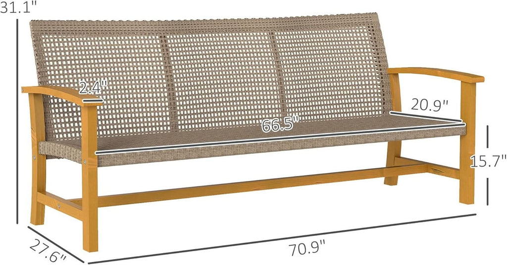 Spacious Wicker Outdoor Couch for Three Comfortable Seats