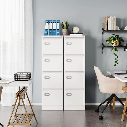 White 4 Drawer Vertical Locking File Cabinet For Office