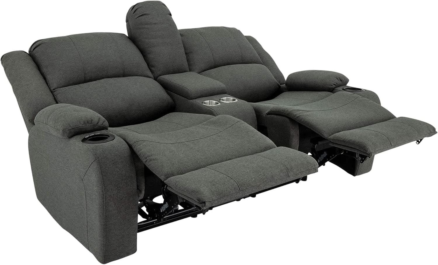 Powered Double Wall Hugger Recliner Sofa 67in Fossil Cloth