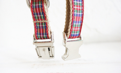 Red Plaid Dog Collar Leash