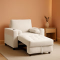 Beige Adjustable Sleeper Chair Sofa Bed Upholstered