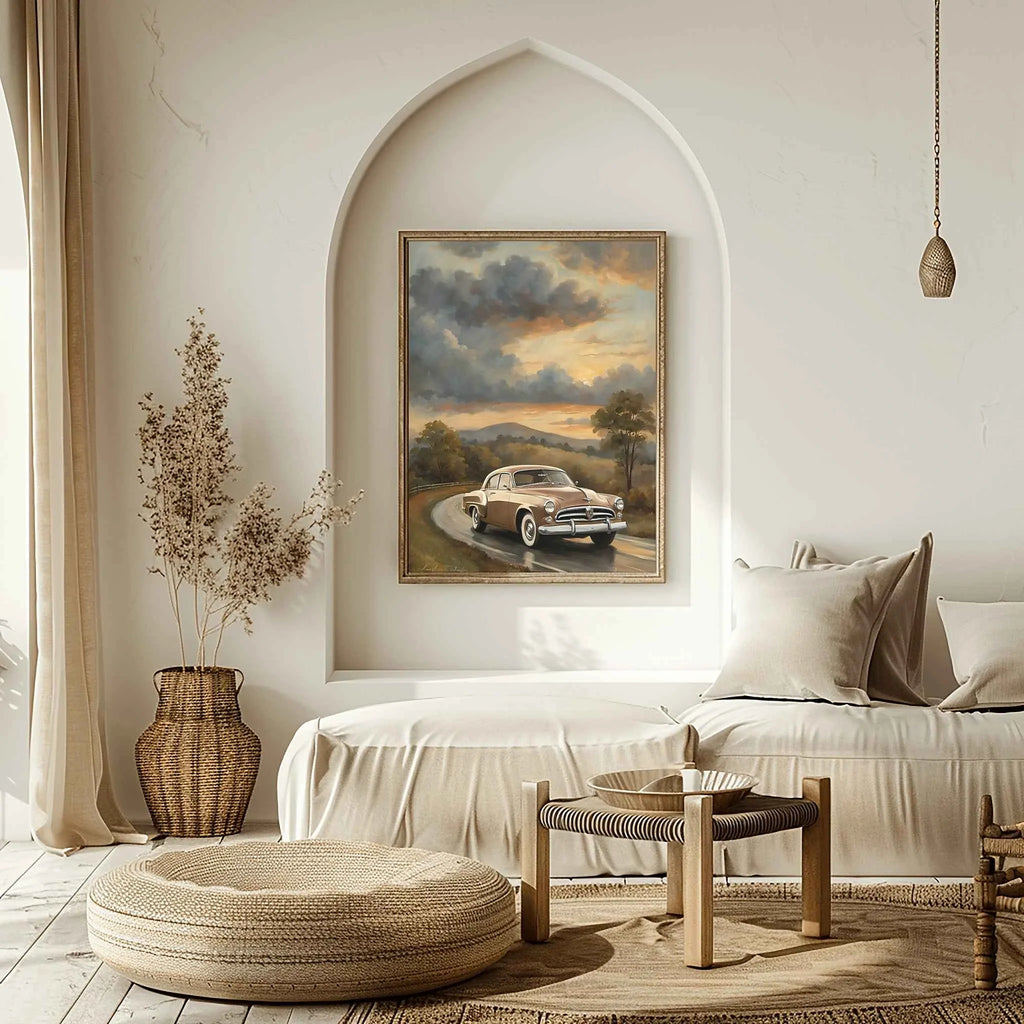 1953 Starlight Coupe Mountain Drive Poster | Scenic Retro Road Trip Art
