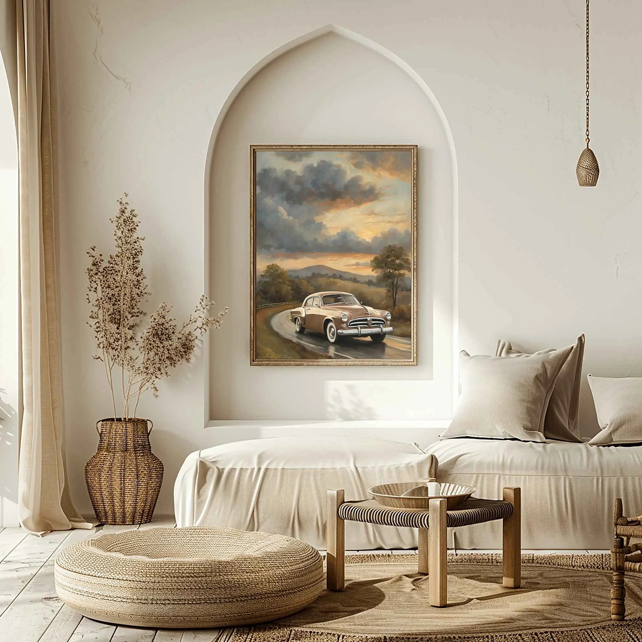 1953 Starlight Coupe Mountain Drive Poster | Scenic Retro Road Trip Art