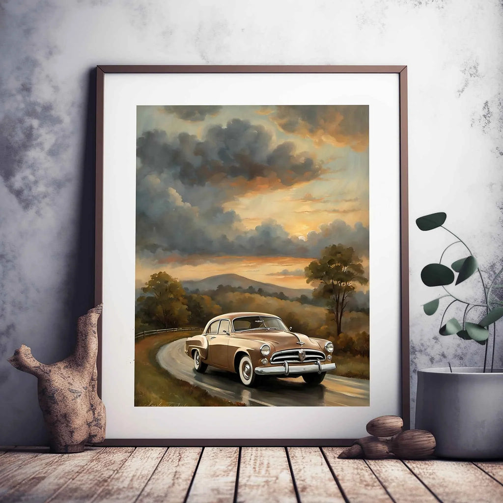 1953 Starlight Coupe Mountain Drive Poster | Scenic Retro Road Trip Art