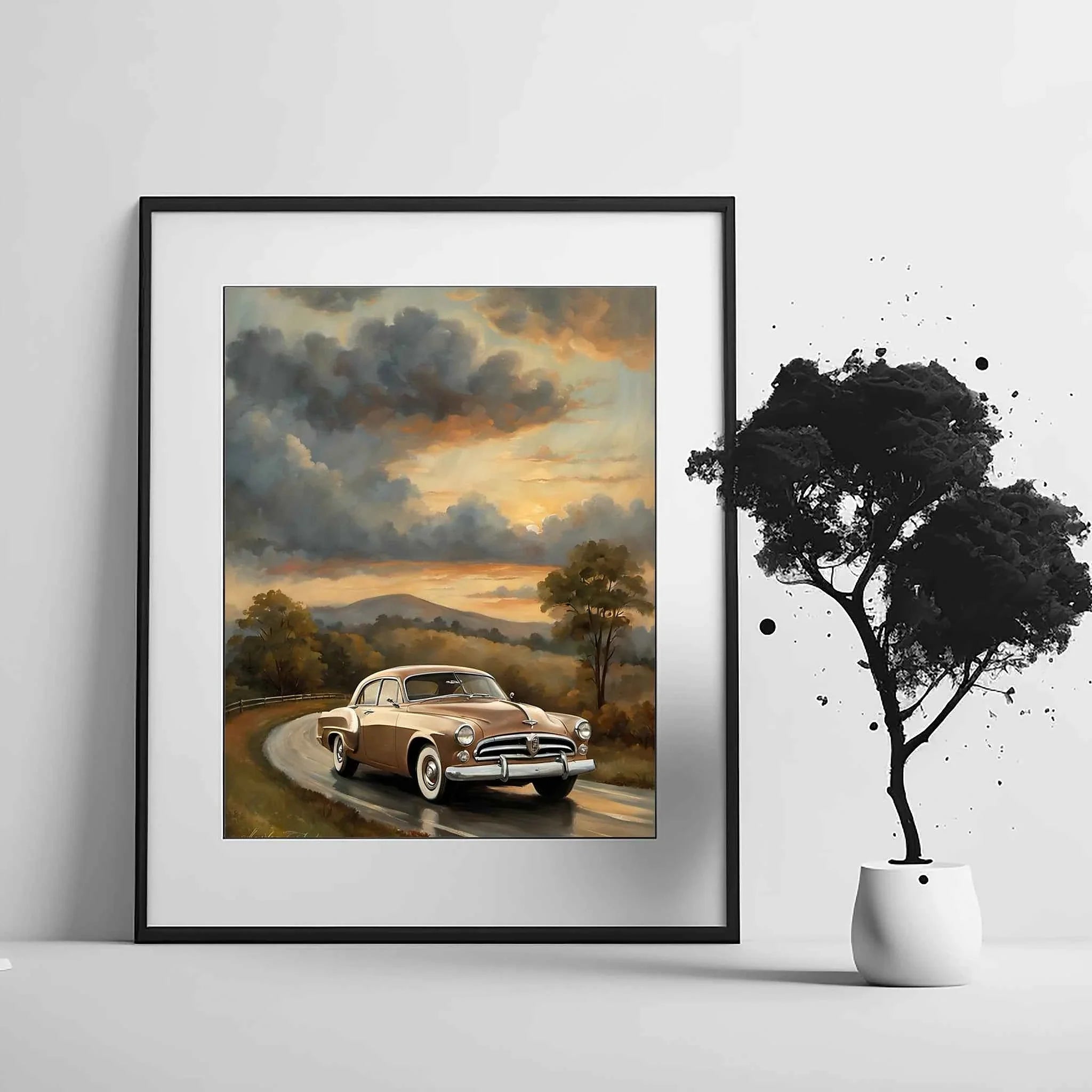 1953 Starlight Coupe Mountain Drive Poster | Scenic Retro Road Trip Art