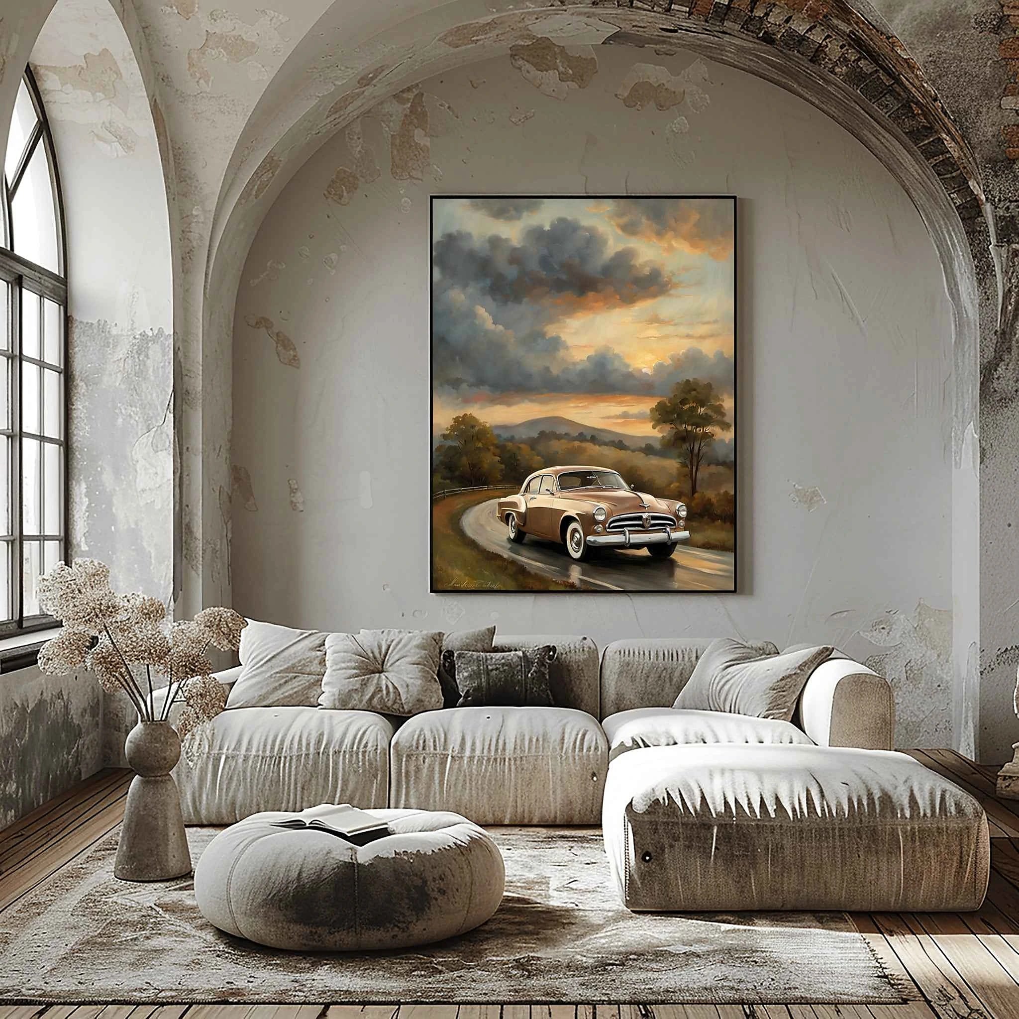 1953 Starlight Coupe Mountain Drive Poster | Scenic Retro Road Trip Art