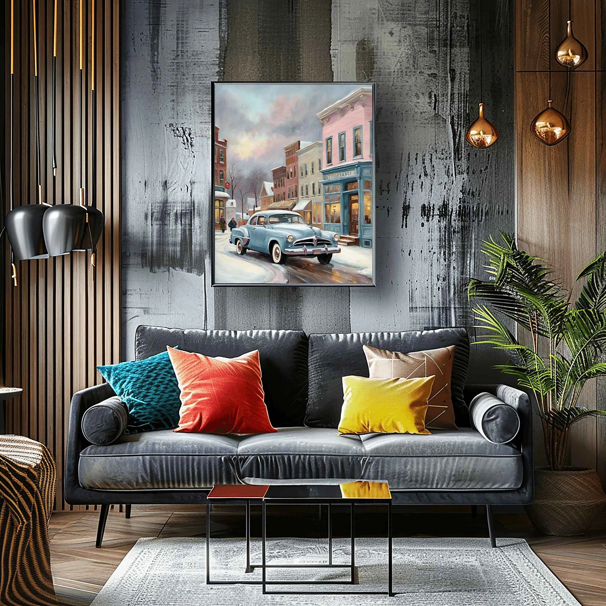 1953 Starlight Coupe "Winter Main Street" Print | Nostalgic Snowy Town Decor