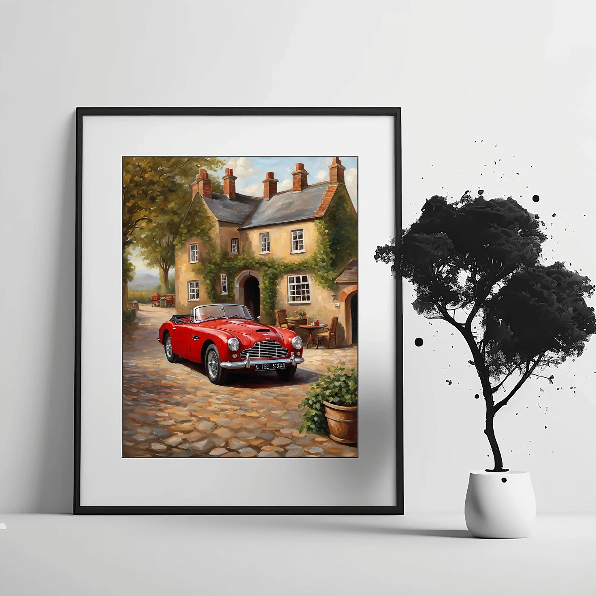 1954 Drophead "Sunday in the Village" Print | Quaint Retro Art