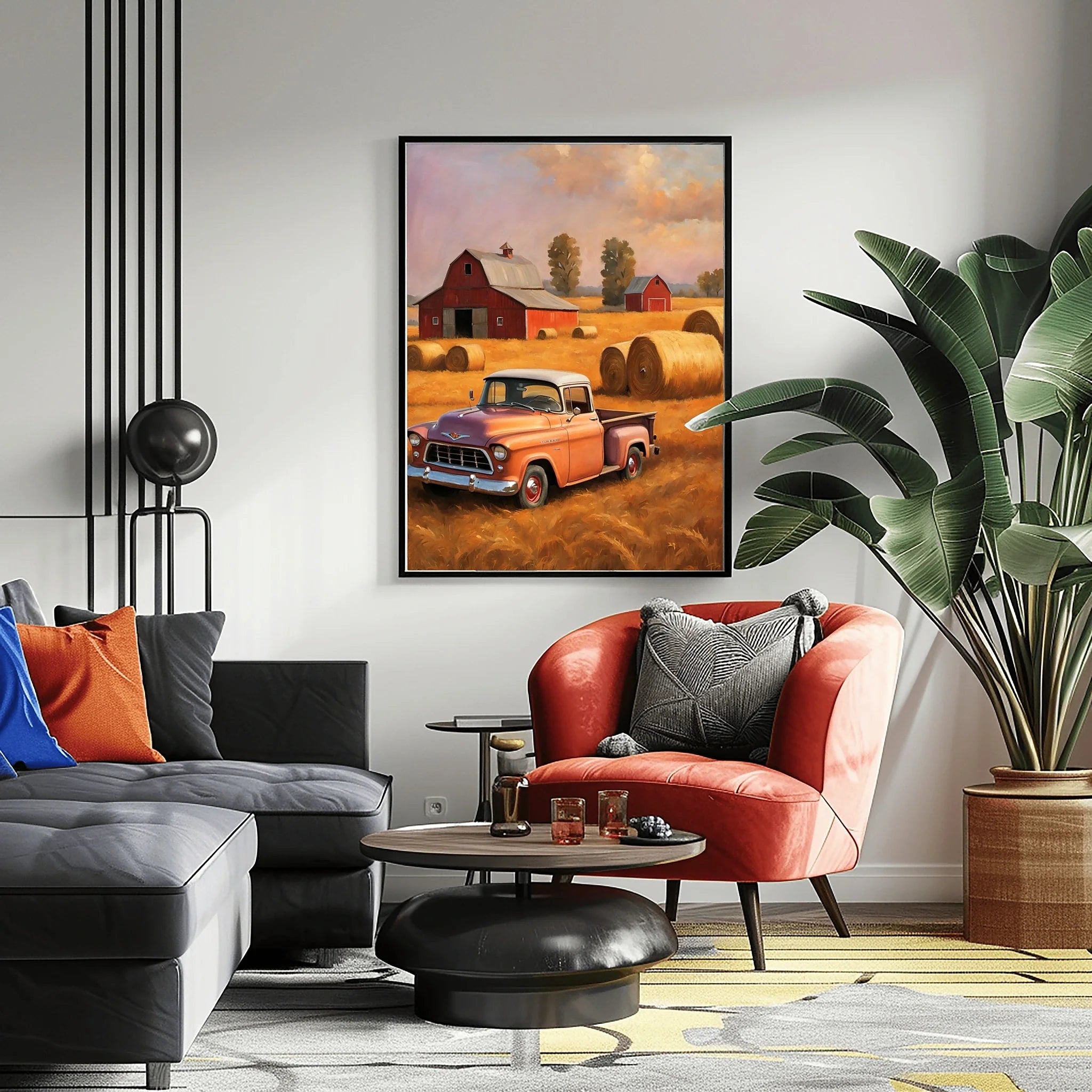 1955 Cameo Carrier Autumn Harvest Wall Art | Rustic Farmhouse Truck Print