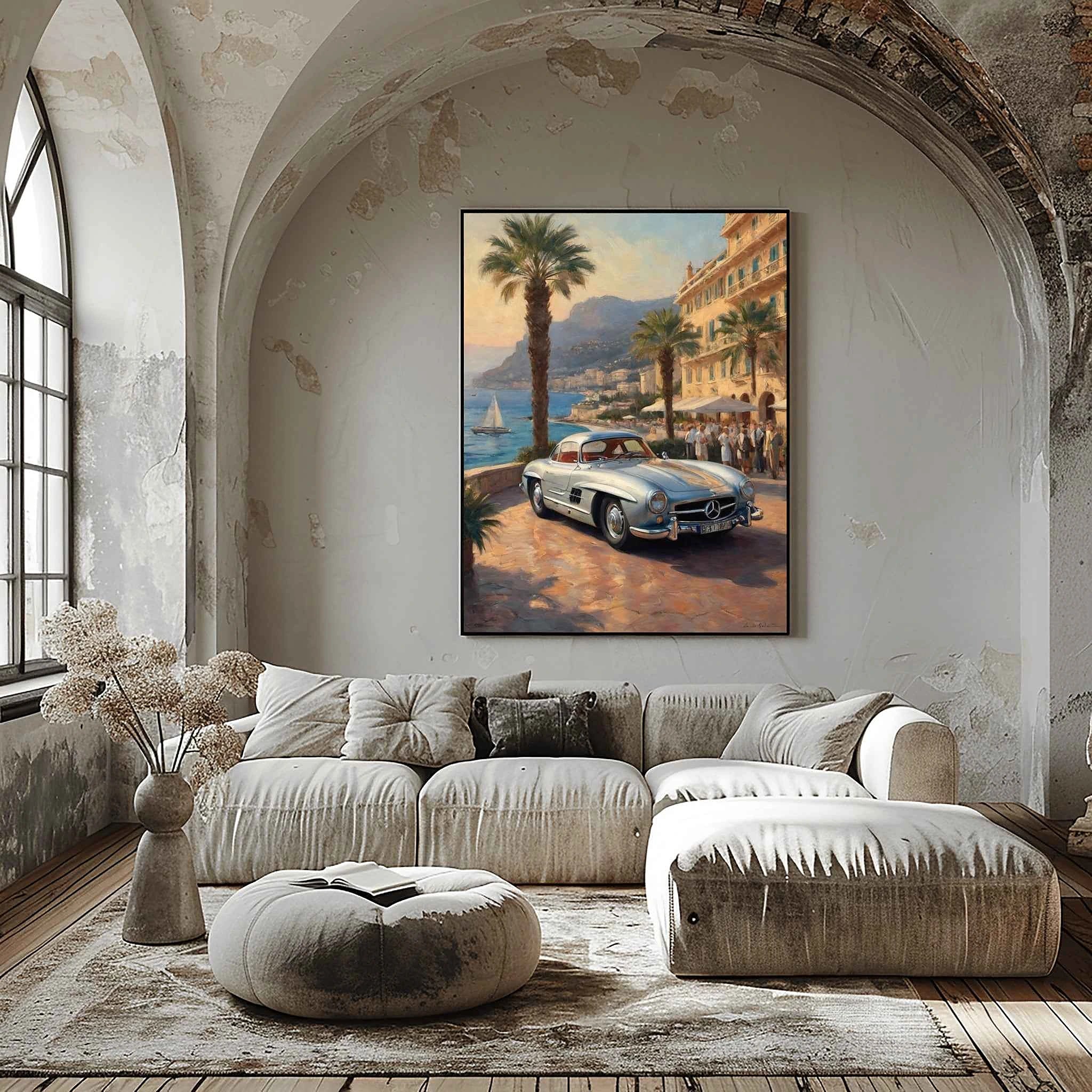 1955 German Gullwing Icon Coastal Riviera Wall Art | Vintage Ocean Drive Print