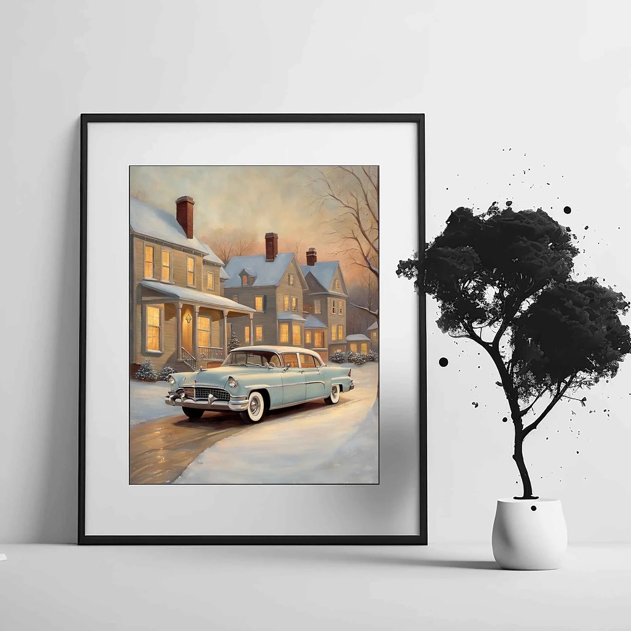 1956 American Formal Luxury Sedan - Winter Edition | Poster Canvas