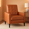 Erza Cognac Brown Leathersoft Pushback Mid Century Modern Recliner Chair