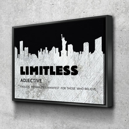 Limitless Motivational Canvas Wall Art, New York Skyline Success Quote