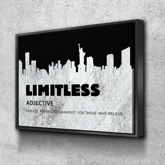 Limitless Motivational Canvas Wall Art, New York Skyline Success Quote