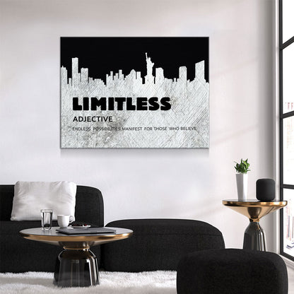 Limitless Motivational Canvas Wall Art, New York Skyline Success Quote