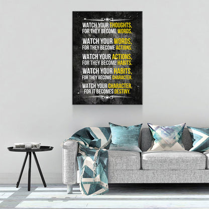Watch Your Thoughts For They Become Words Motivational Canvas Wall Art