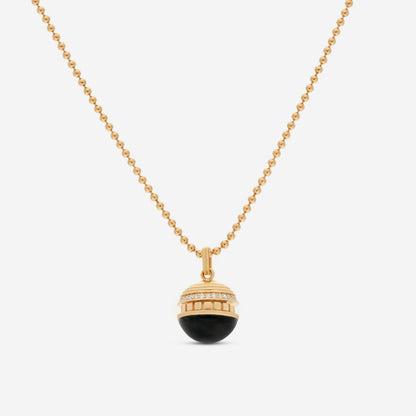 Roberto Coin Mosaic 18K Rose Gold Black Jade & Diamond Pendant Necklace 8883552AX17XB