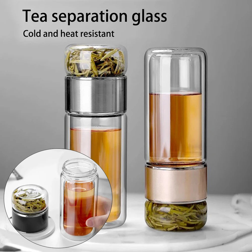 Double Wall Glass Tea Infuser Bottle