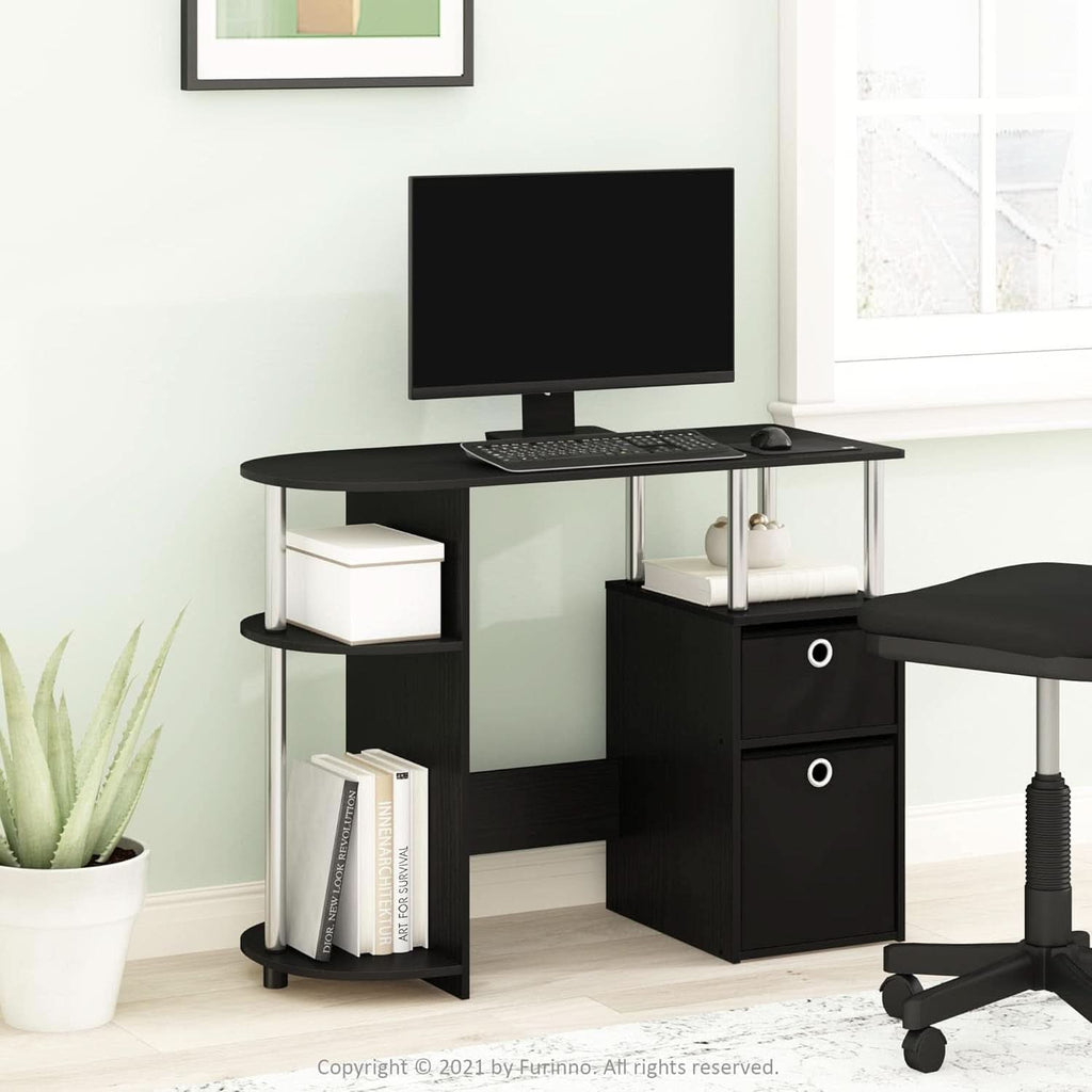 Jaya Computer Study Desk With Storage Americano Chrome