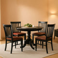 5-Piece Drop Leaf Dining Table Set Black Faux Leather