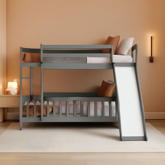 Twin Metal Bunk Bed Frame Black With Convertible Ladder