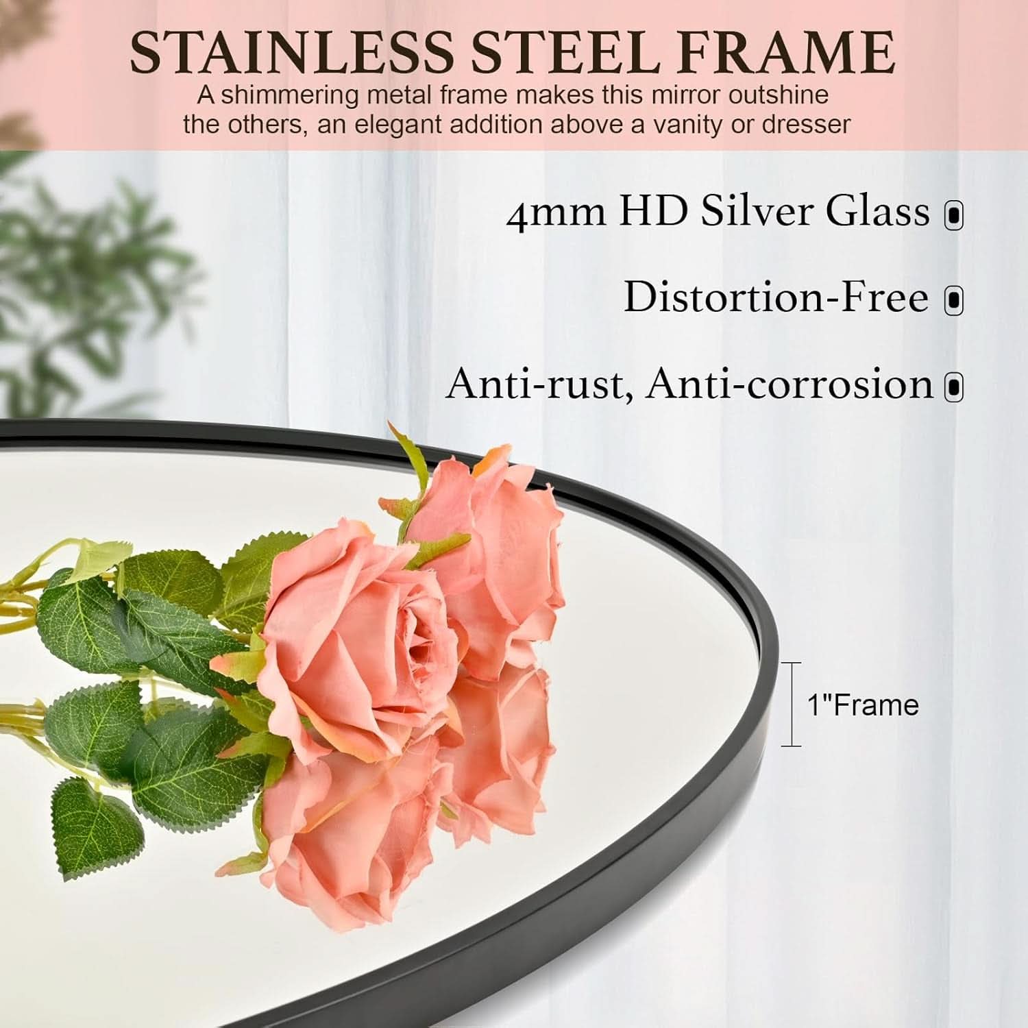 Oval Mirror 20x30 Black Bathroom Vanity Wall Mount