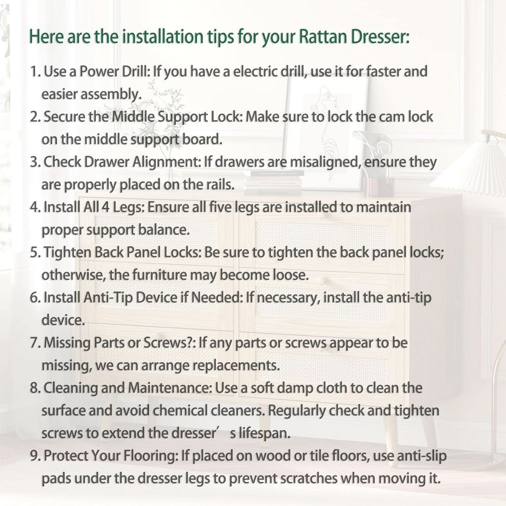 Space-Saving 3-Drawer Rattan Dresser For Bedroom Storage