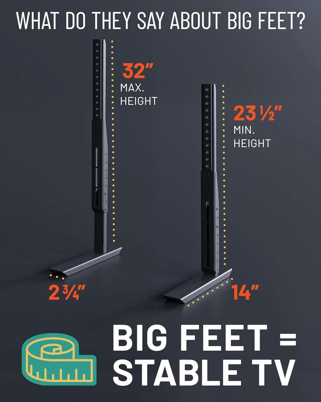 Universal Height Adjustable TV Stand For 49 To 77 Inch TVs