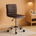 Brown Armless Office Chair With Adjustable Height For Desk