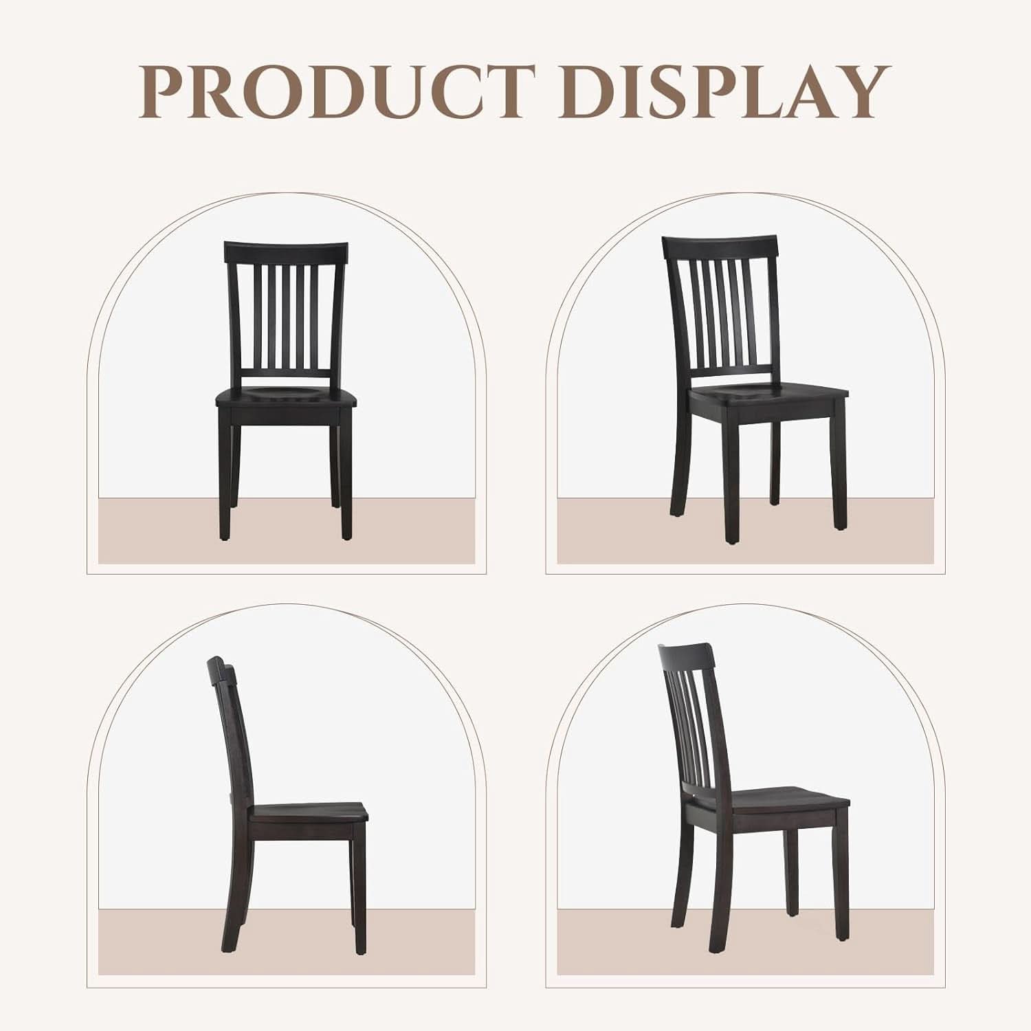Wooden Windsor Dining Chairs Set Of 6 Dark Brown With Spindle Back