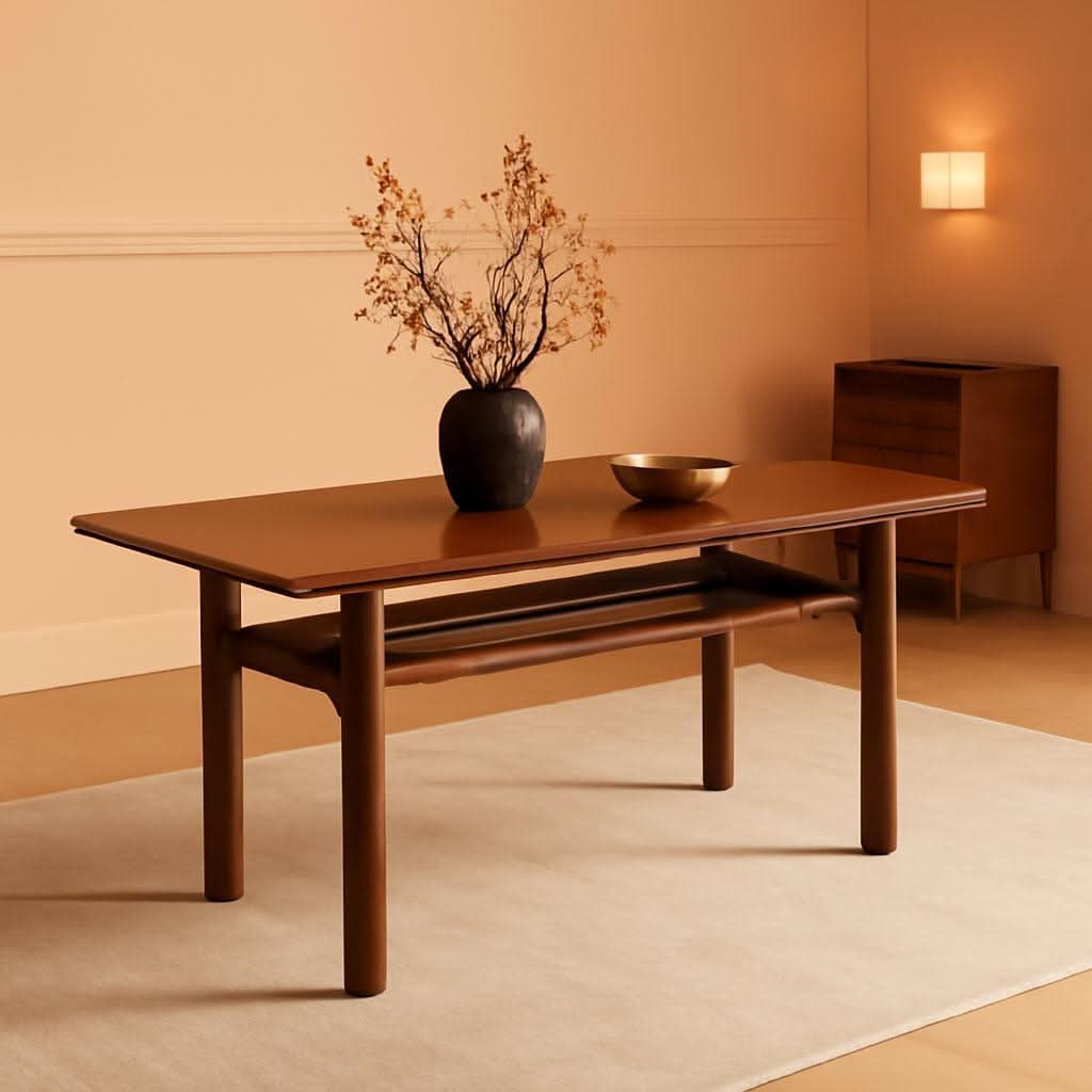 63 Inch Walnut Dining Table With Heavy Duty Legs Farmhouse