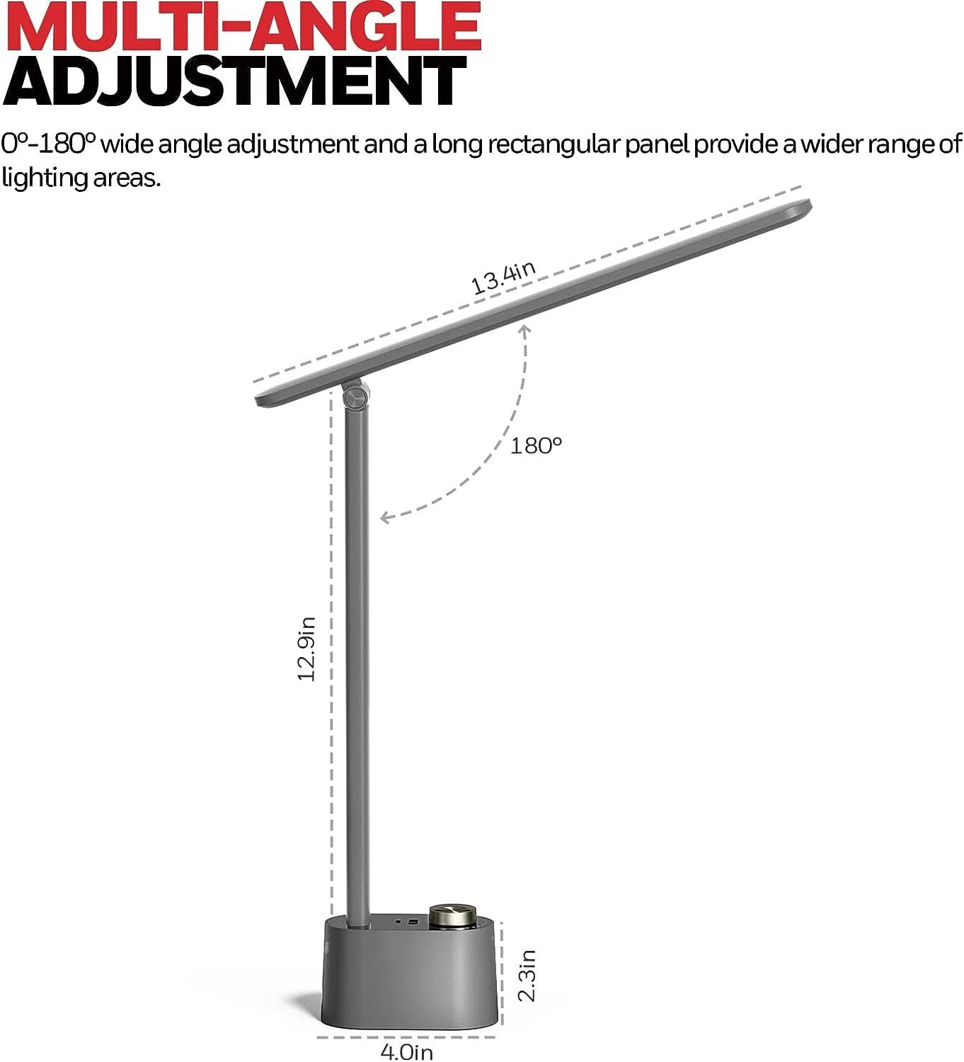 LED Desk Lamp H01 Pro Sunturalux 3 Color Modes Grey