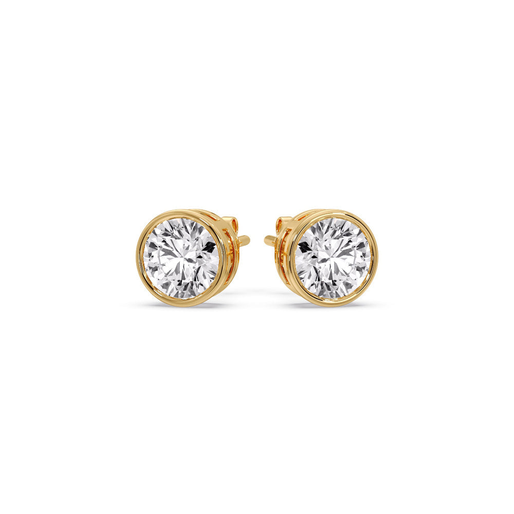 Round Cut Stud Bezel Set Earring